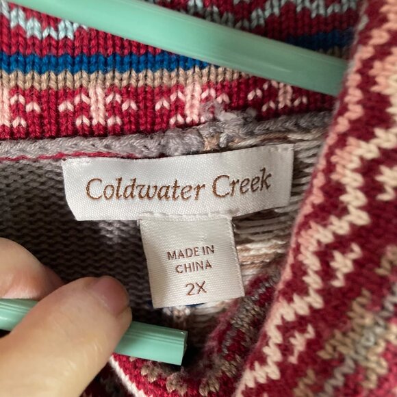 Womens Coldwater Creek Patchwork Mock Neck Sweater 2X - Picture 7 of 9